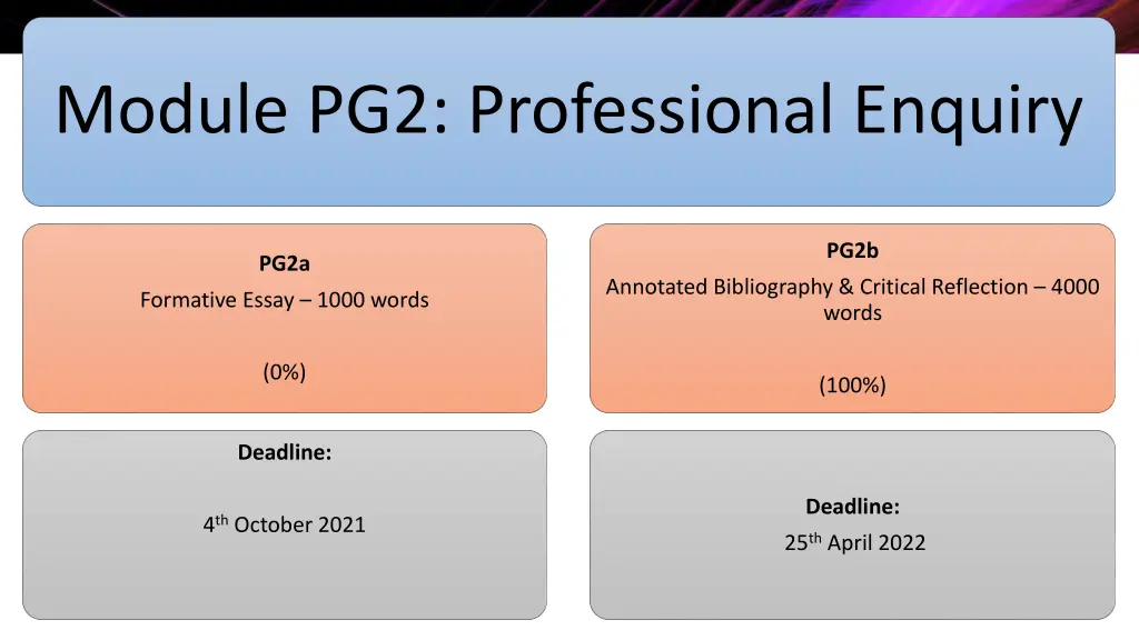 module pg2 professional enquiry