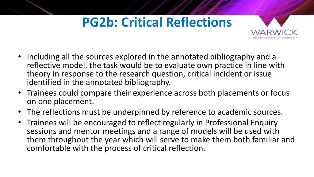 pg2b critical reflections