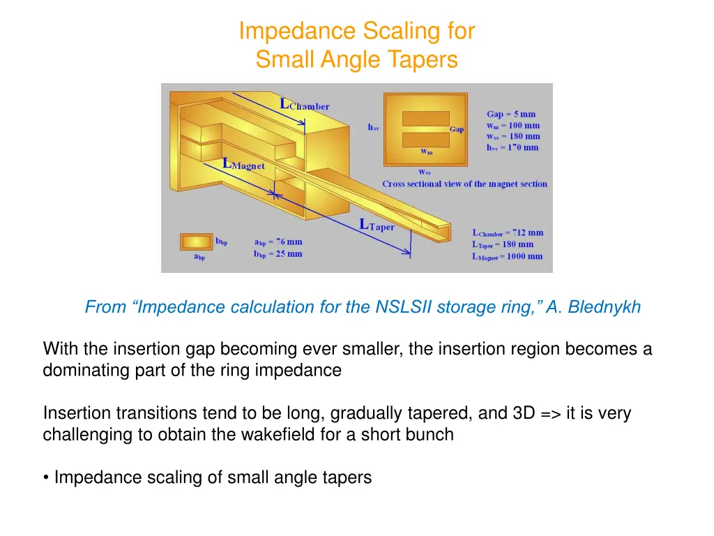 impedance scaling for small angle tapers
