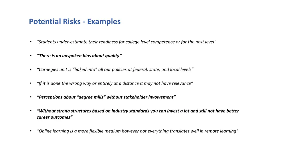 potential risks examples