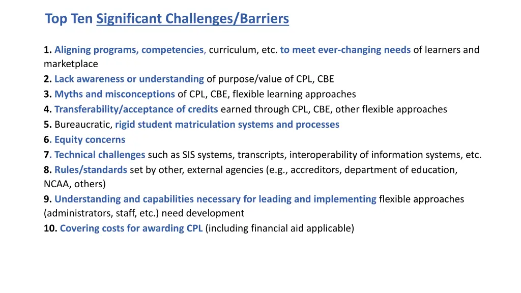 top ten significant challenges barriers