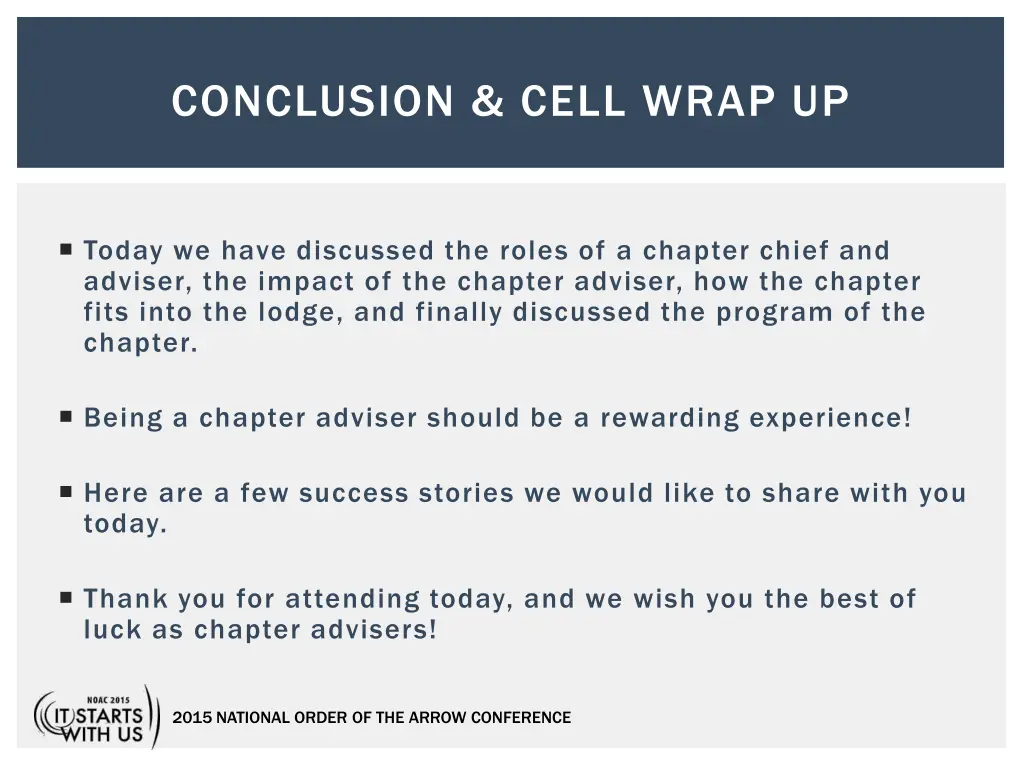 conclusion cell wrap up