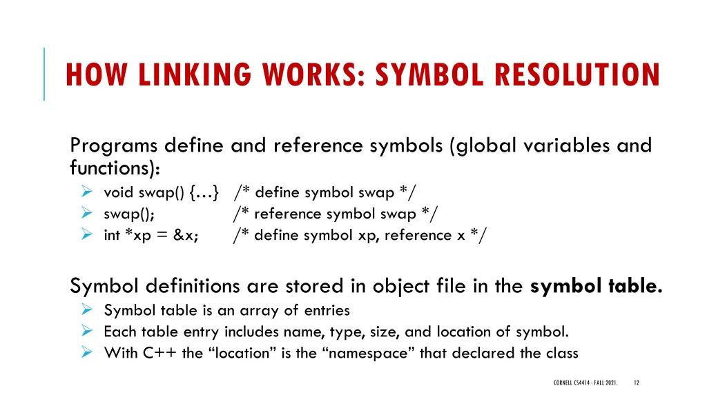 how linking works symbol resolution