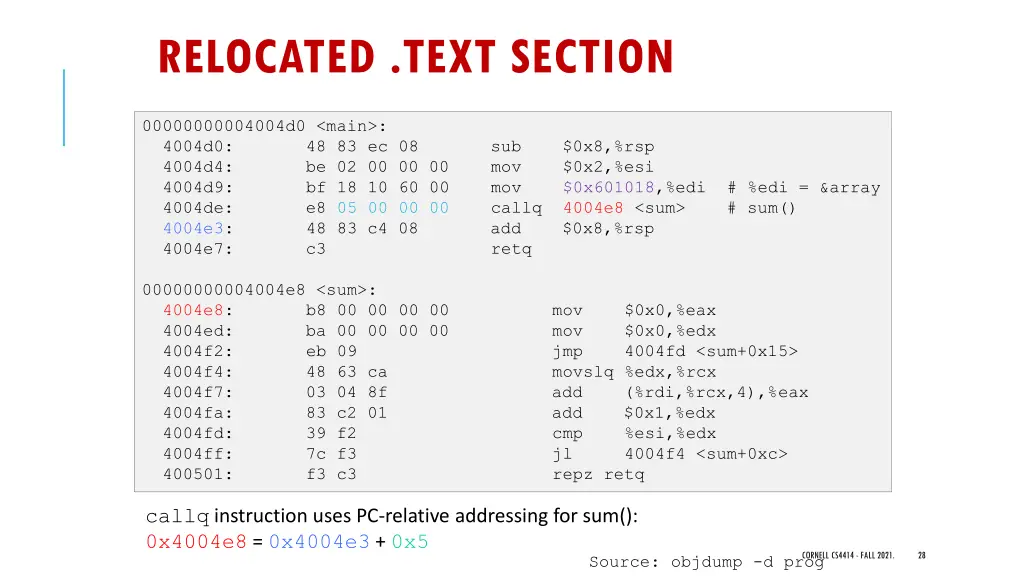 relocated text section