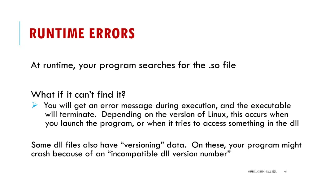 runtime errors