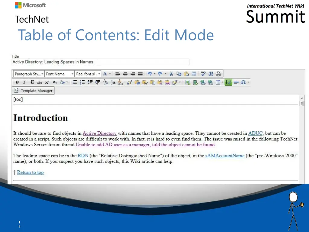 table of contents edit mode
