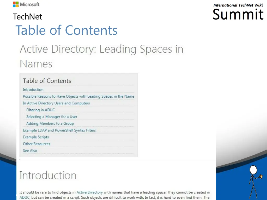 table of contents