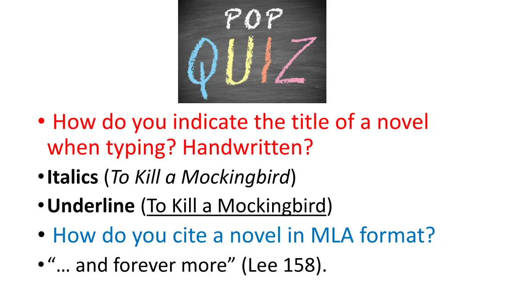 how do you indicate the title of a novel when