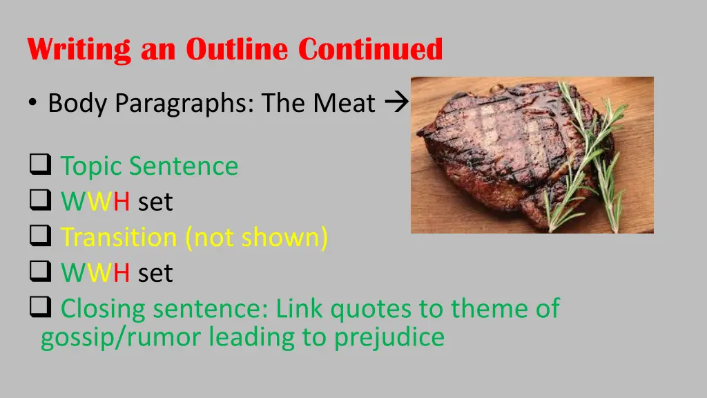 writing an outline continued