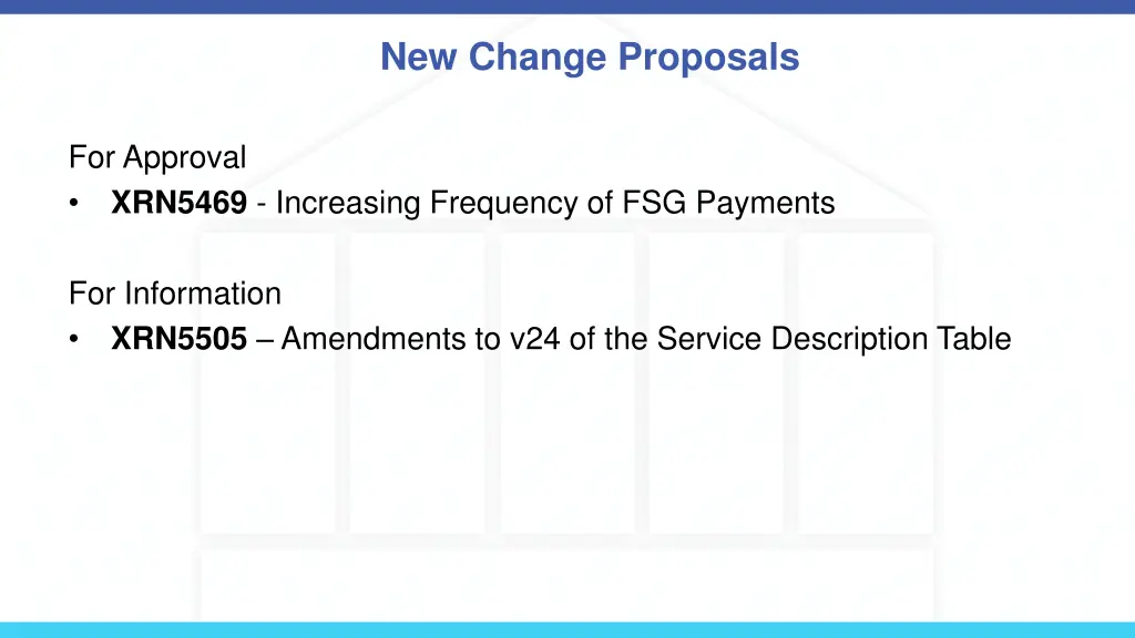 new change proposals