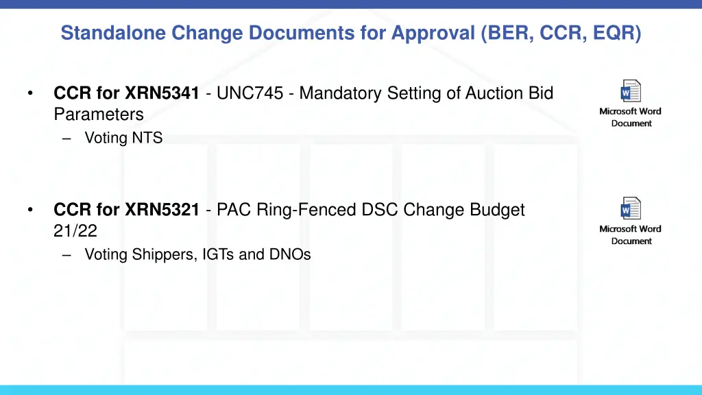 standalone change documents for approval