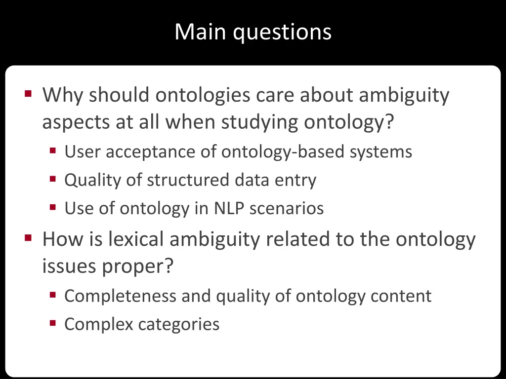 main questions