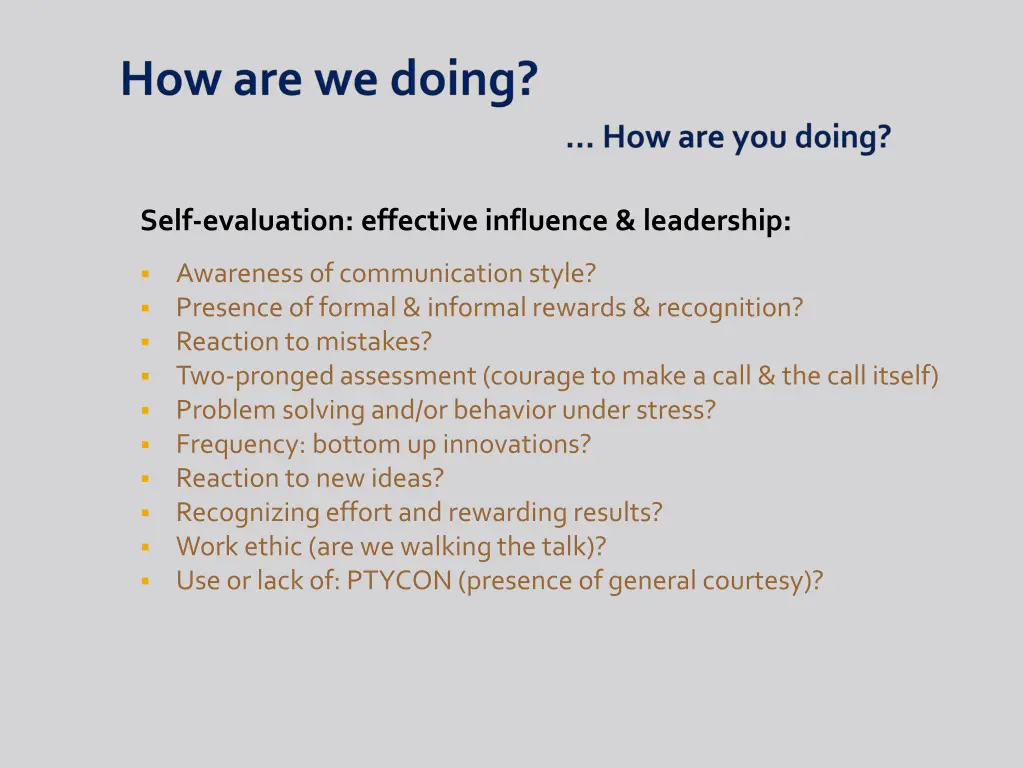 self evaluation effective influence leadership