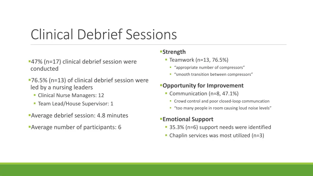 clinical debrief sessions
