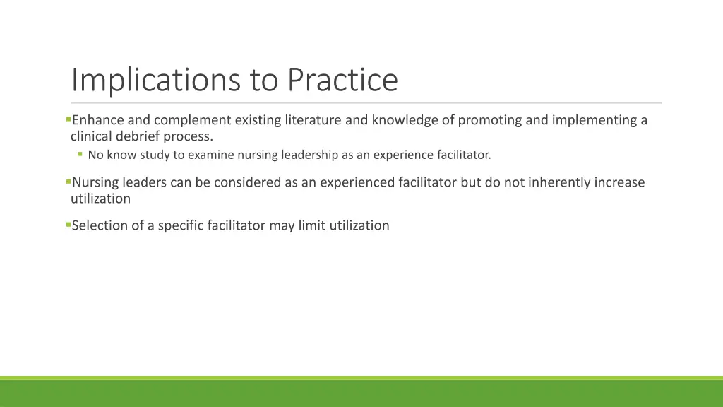 implications to practice