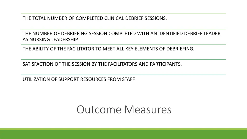 the total number of completed clinical debrief