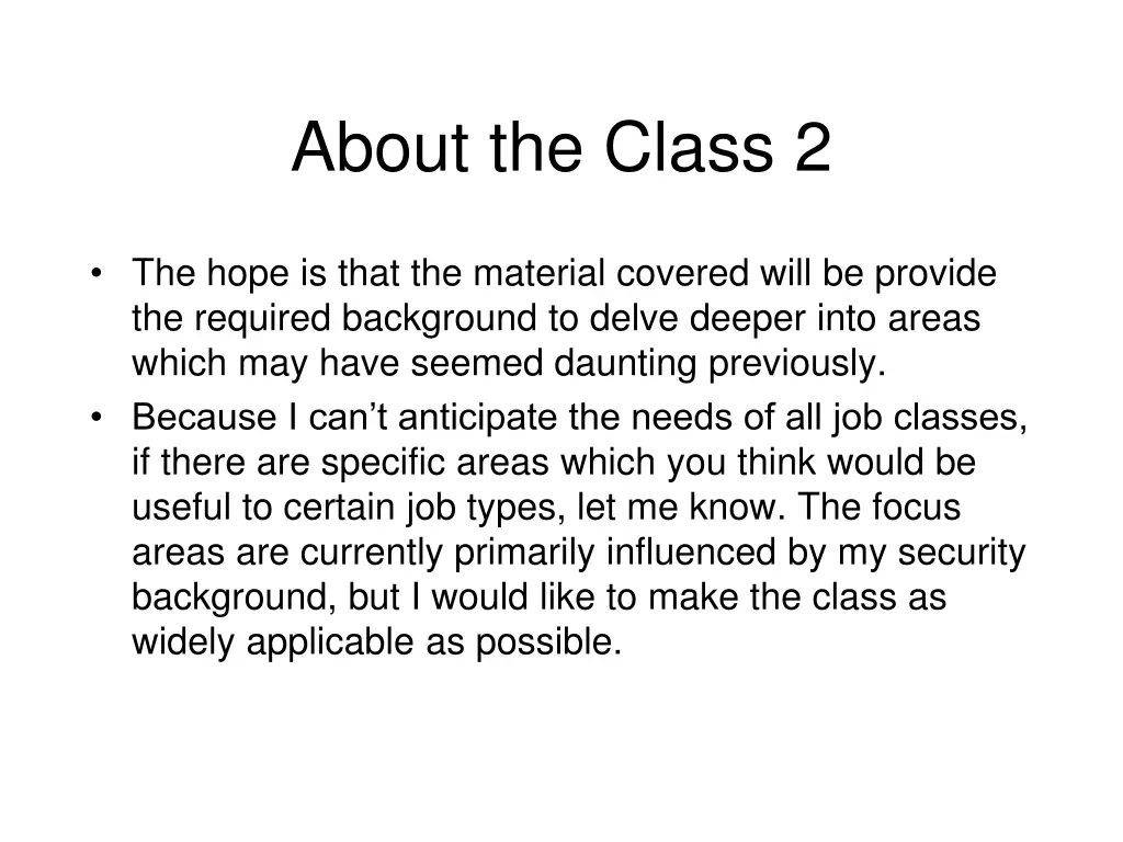 about the class 2