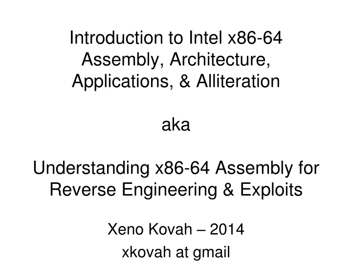 introduction to intel x86 64 assembly