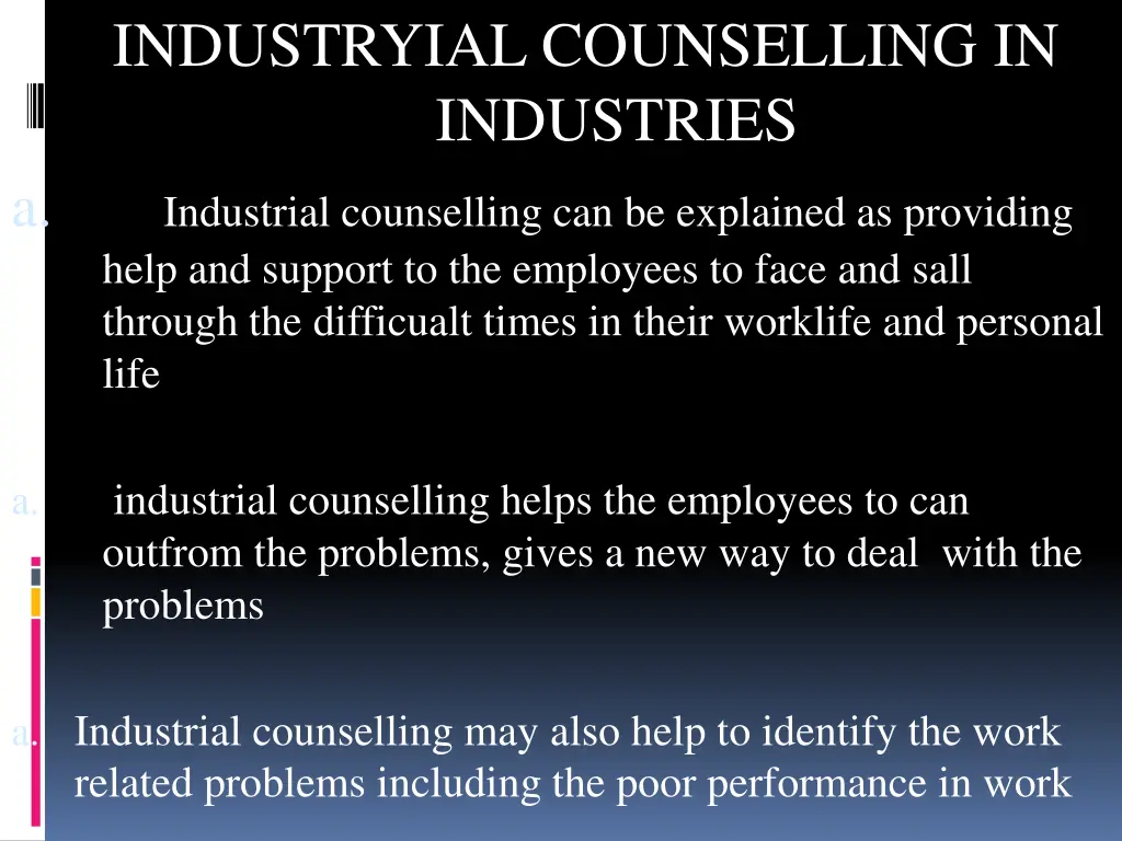 industryial counselling in industries