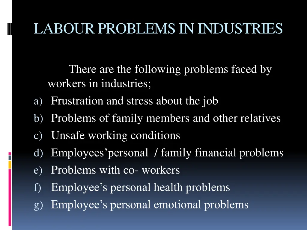labour problems in industries