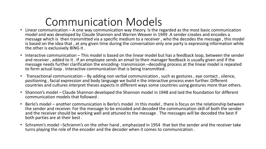 communication models linear communication