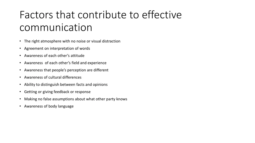 factors that contribute to effective communication