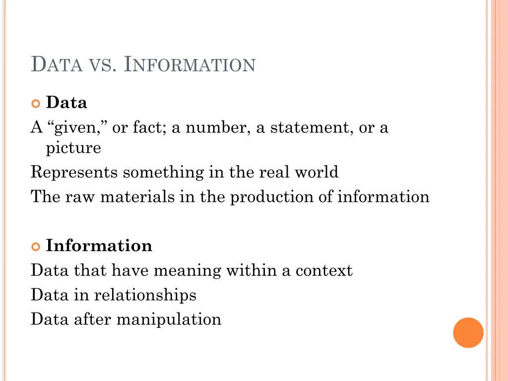 d ata vs i nformation