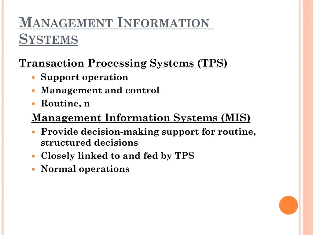 m anagement i nformation s ystems