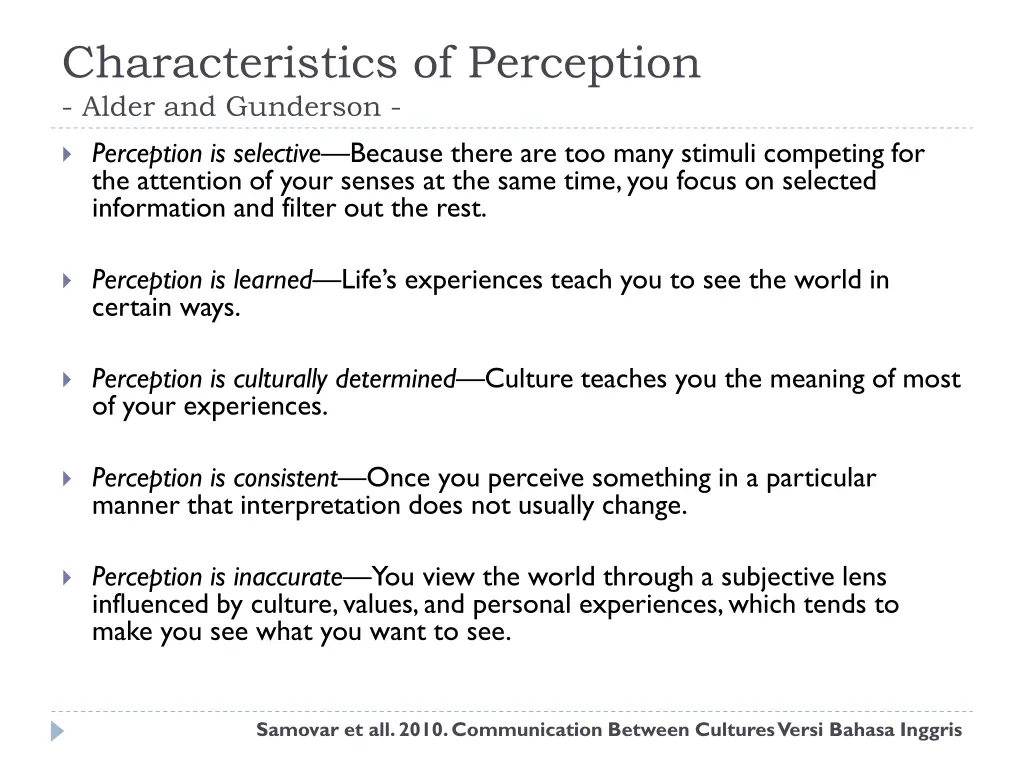 characteristics of perception alder and gunderson