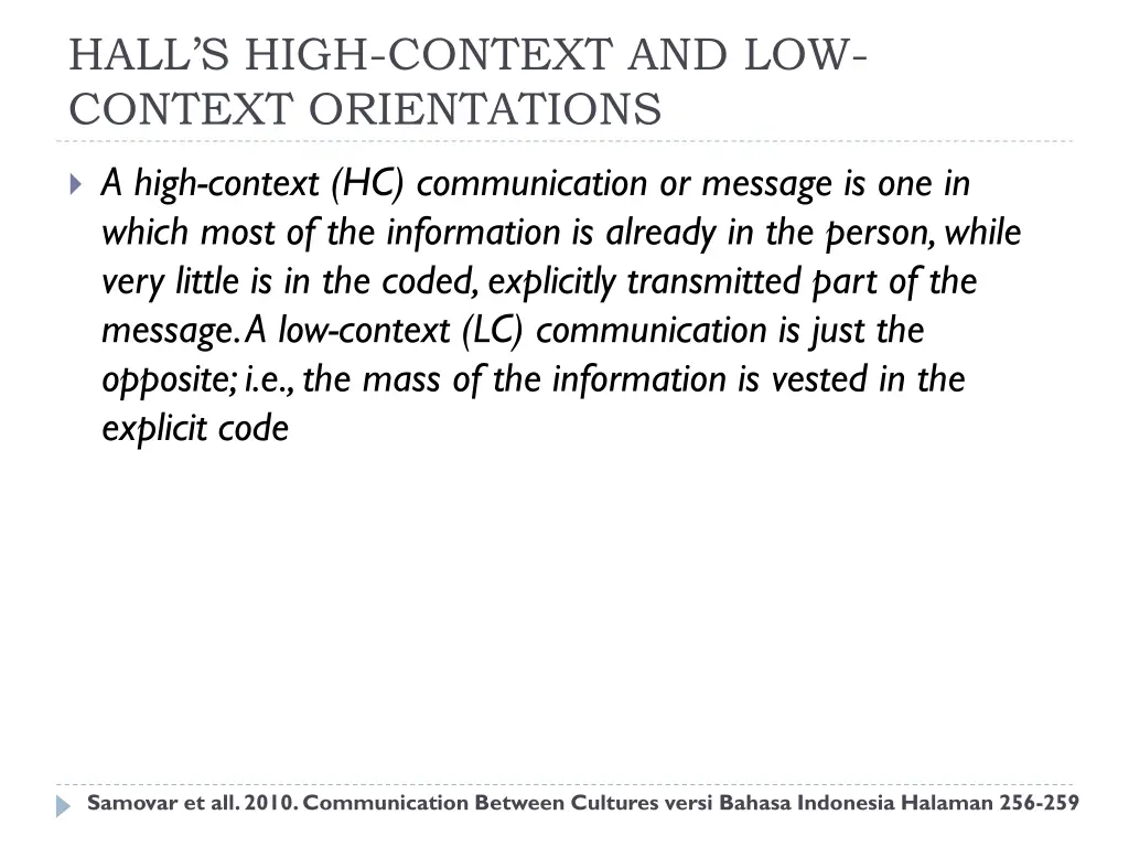 hall s high context and low context orientations 1