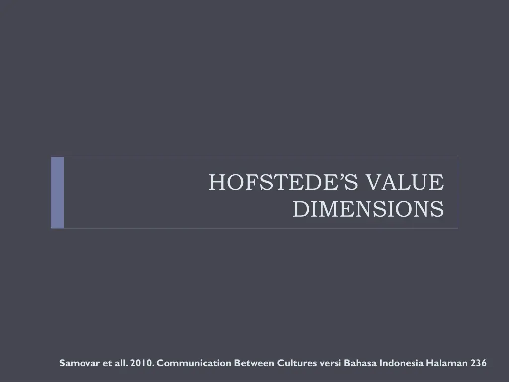 hofstede s value dimensions