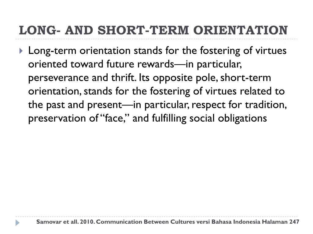 long and short term orientation