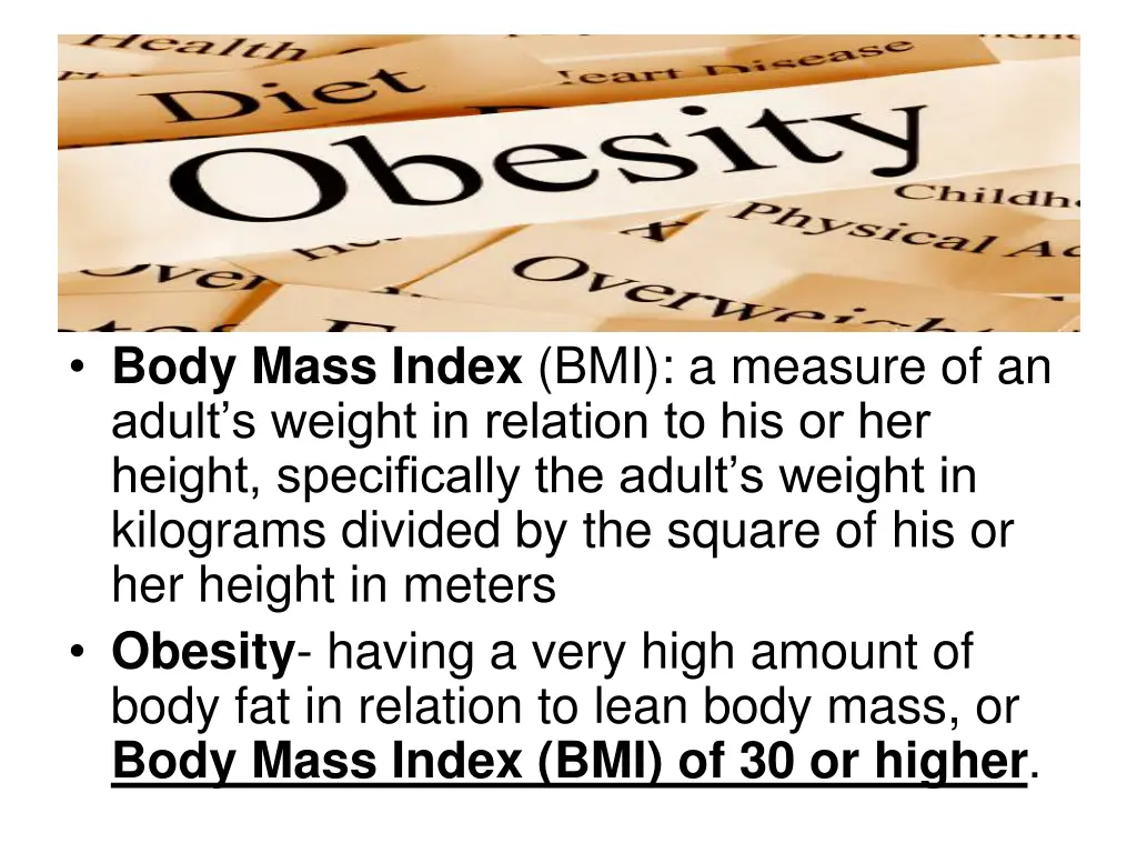 body mass index bmi a measure of an adult
