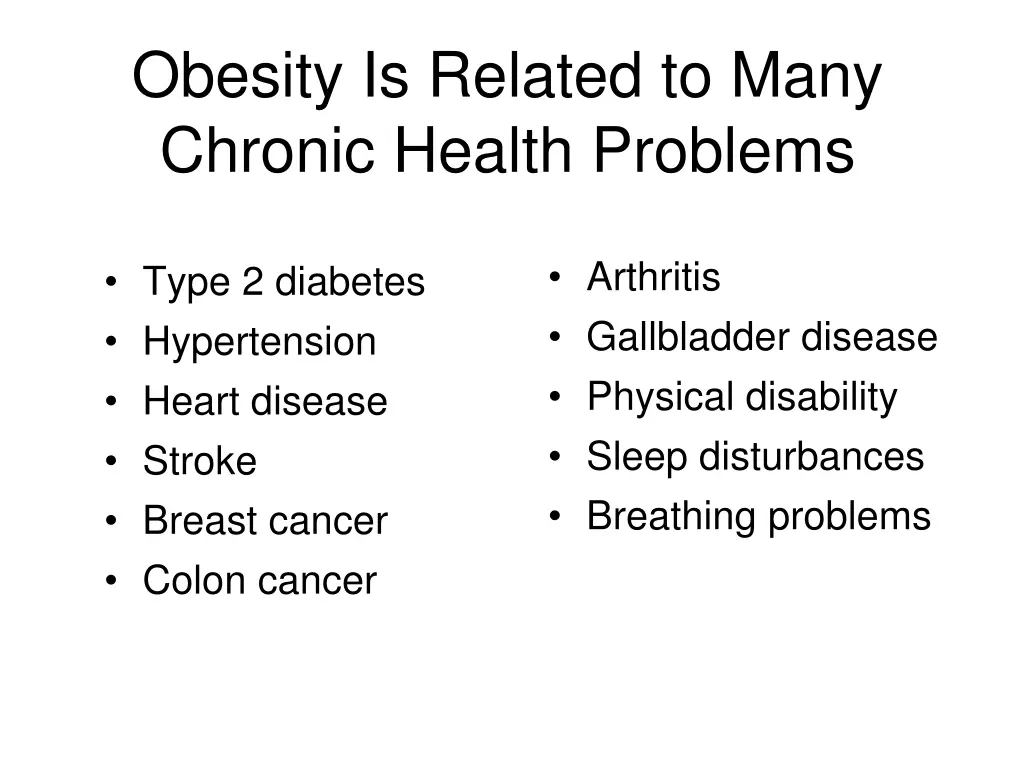 obesity is related to many chronic health problems