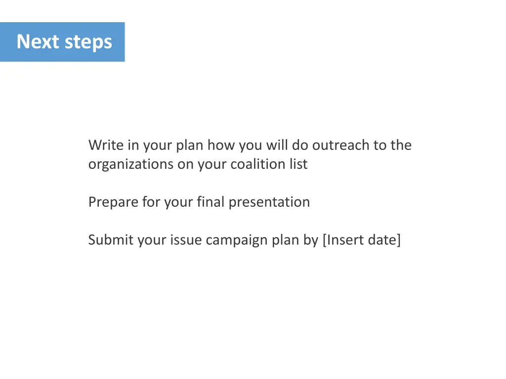 next steps