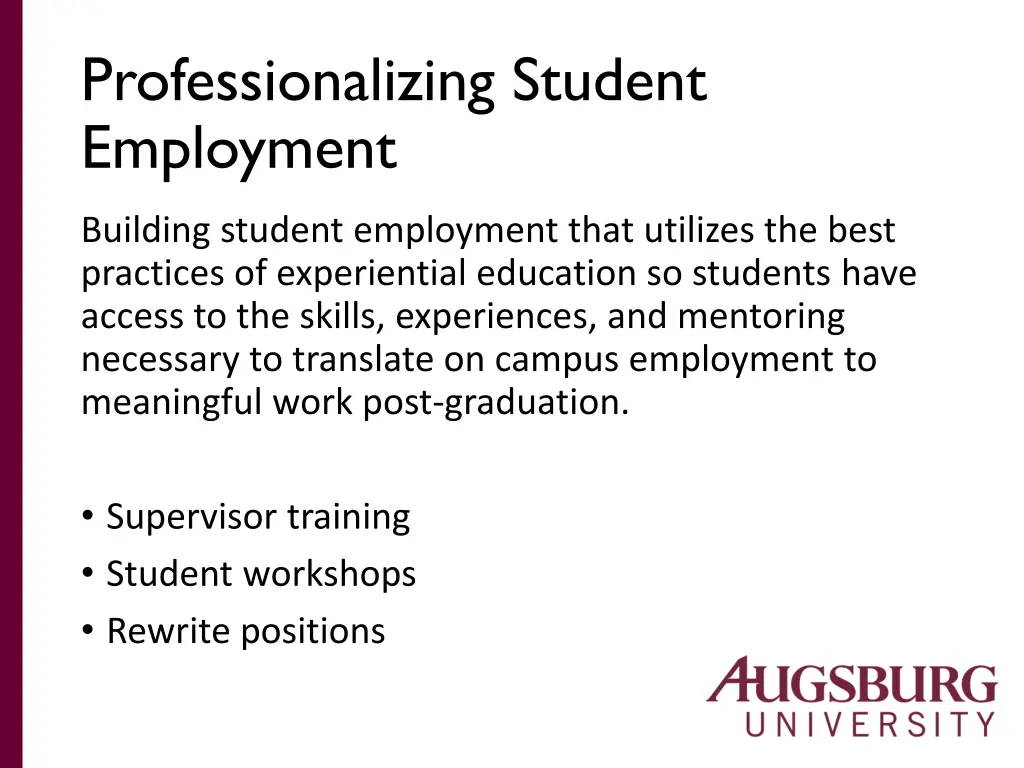 professionalizing student employment