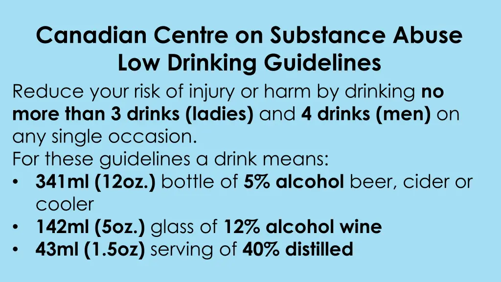 canadian centre on substance abuse low drinking 1