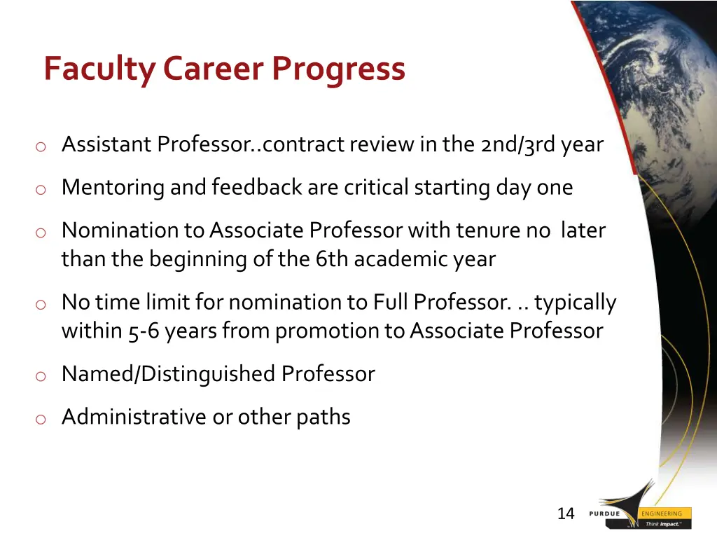 faculty career progress