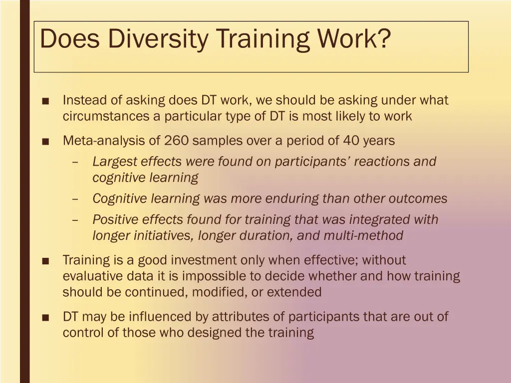 does diversity training work