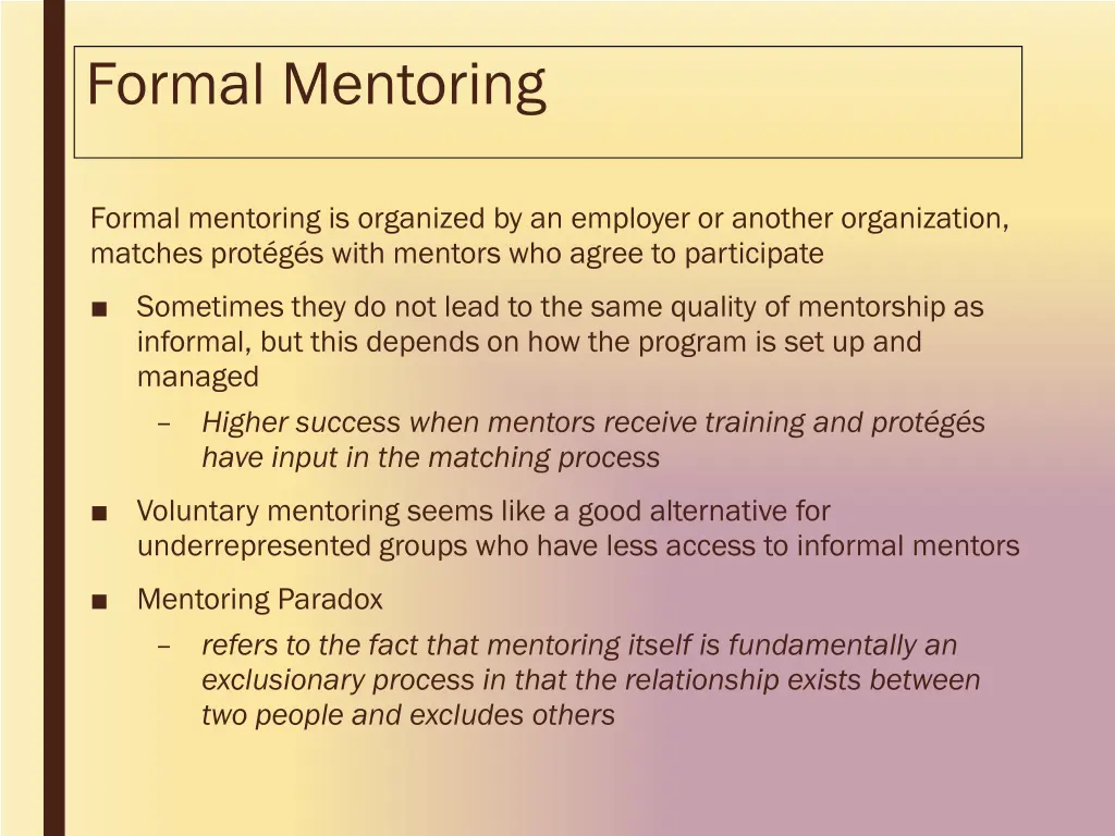 formal mentoring