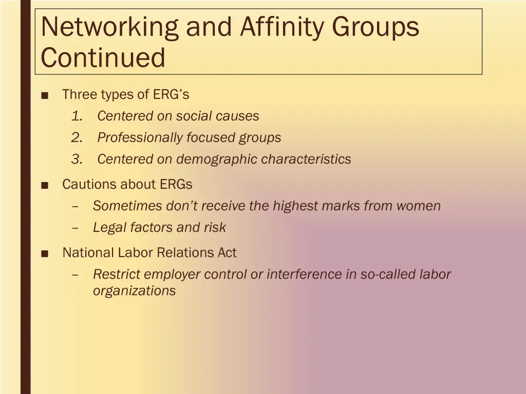 networking and affinity groups continued
