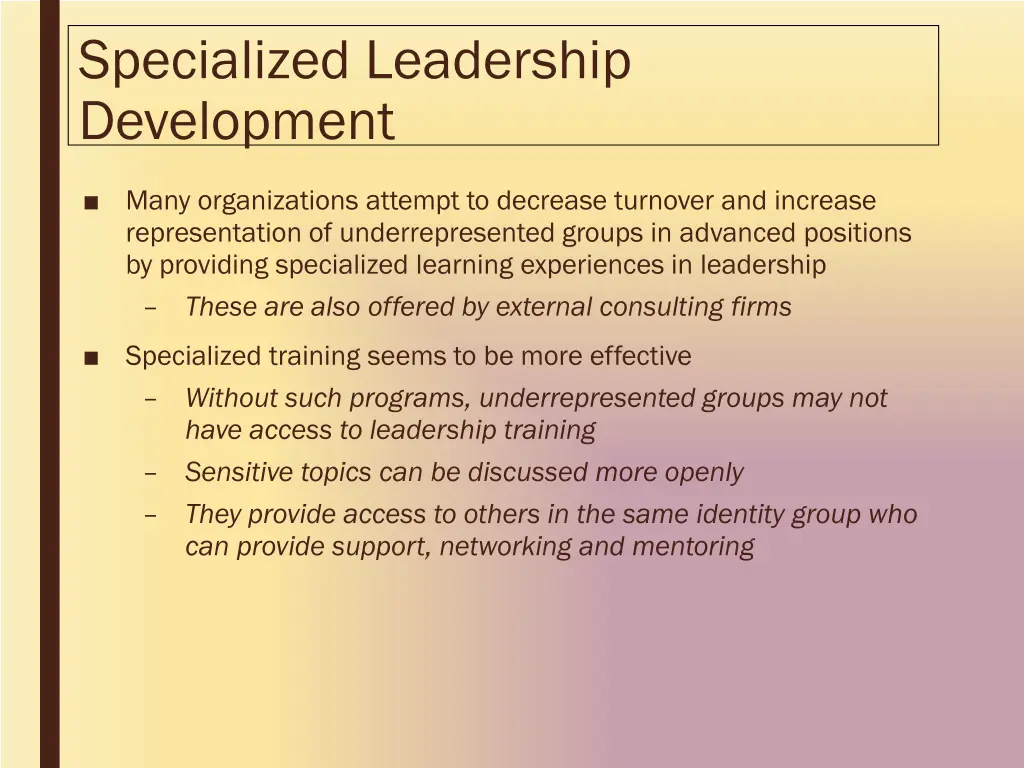 specialized leadership development
