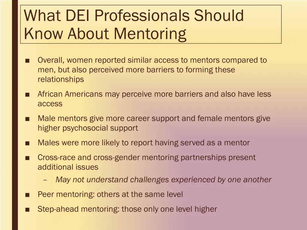 what dei professionals should know about mentoring