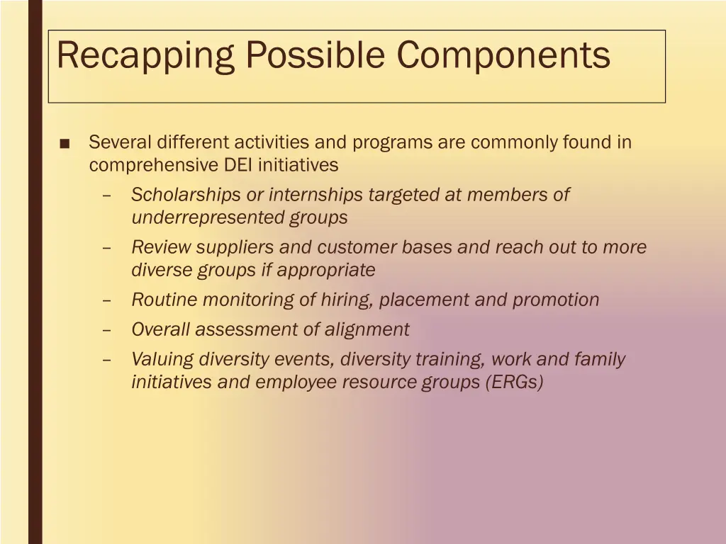 recapping possible components