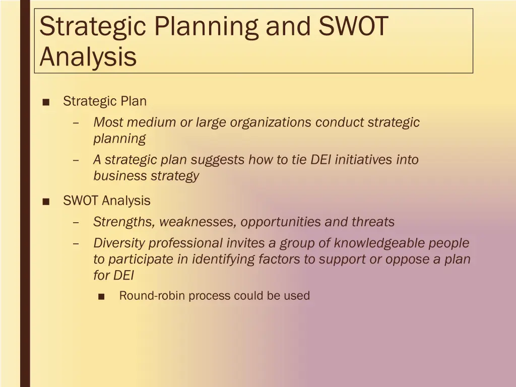 strategic planning and swot analysis