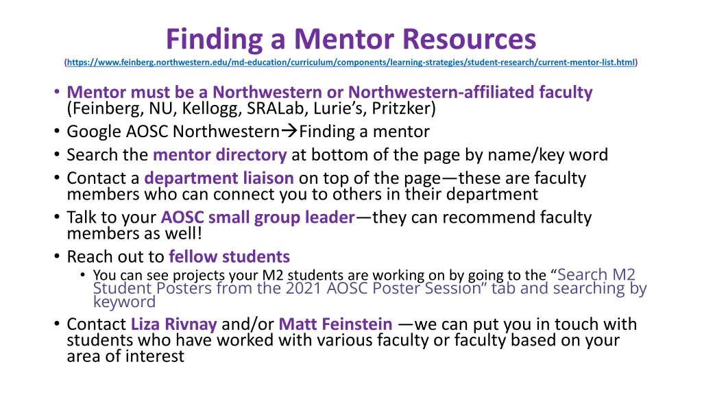 finding a mentor resources https www feinberg