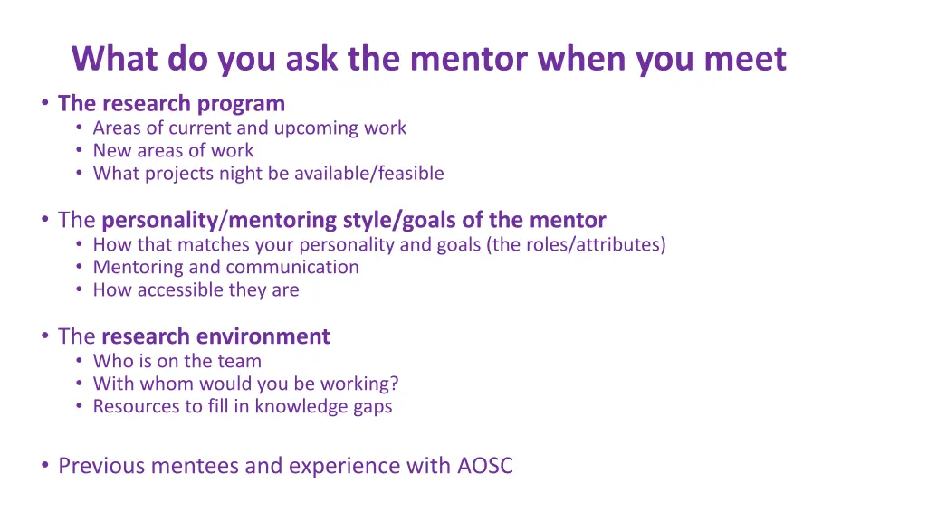 what do you ask the mentor when you meet