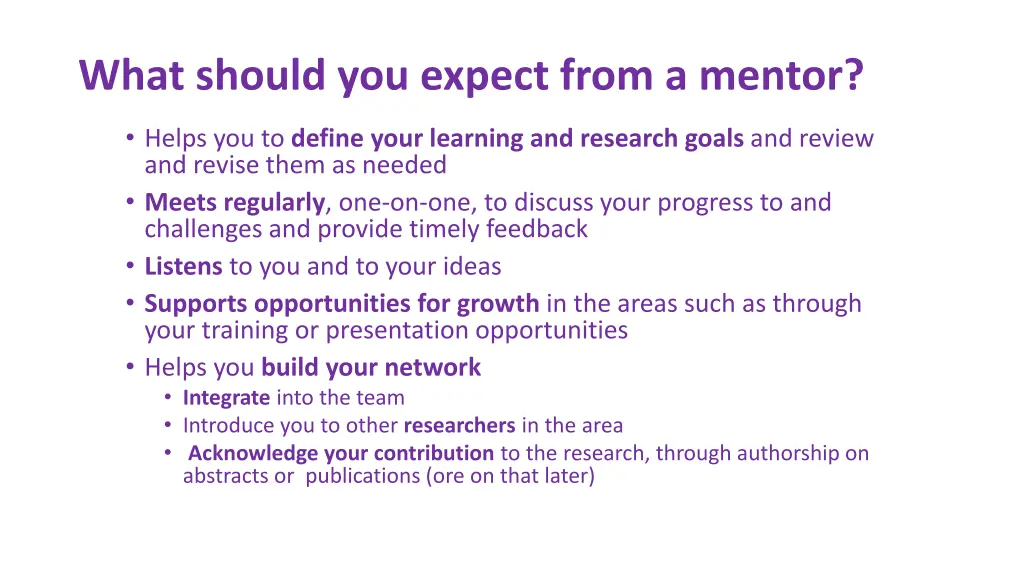 what should you expect from a mentor