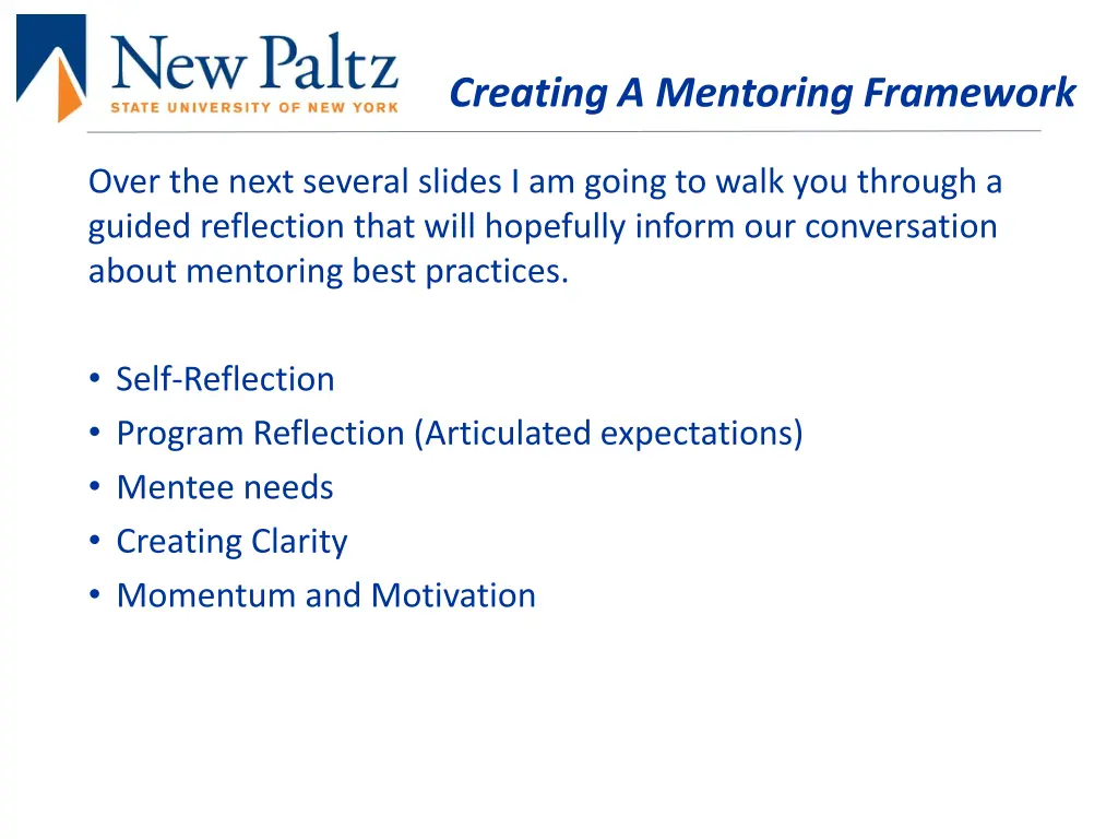 creating a mentoring framework