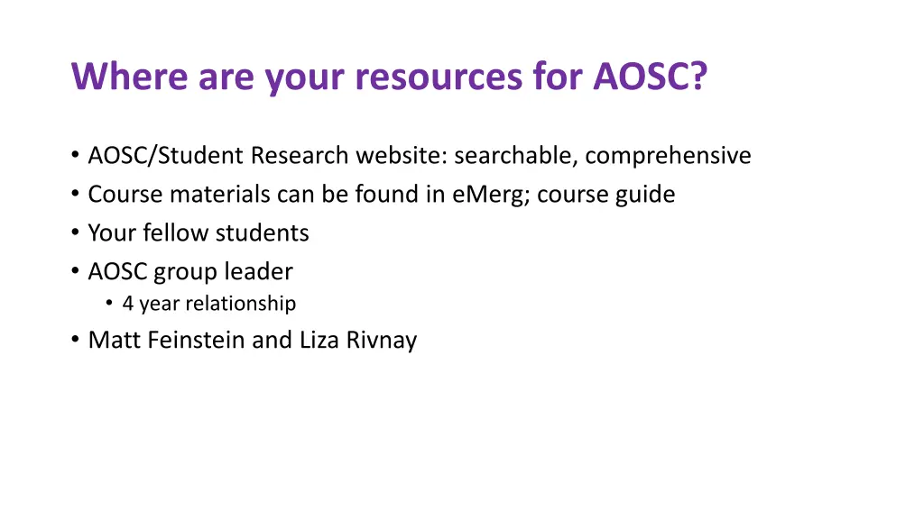 where are your resources for aosc